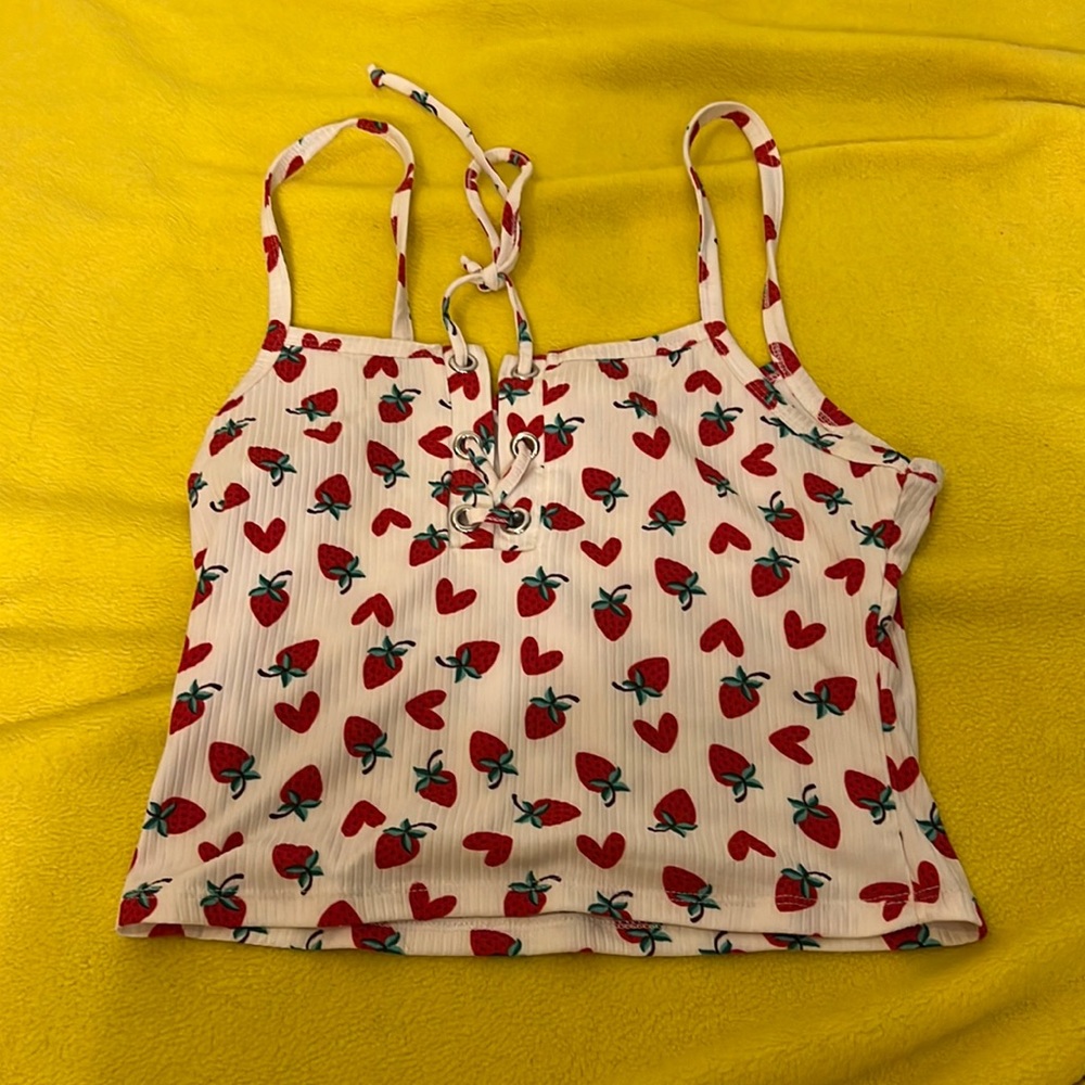 It’s tan with heart strawberries
